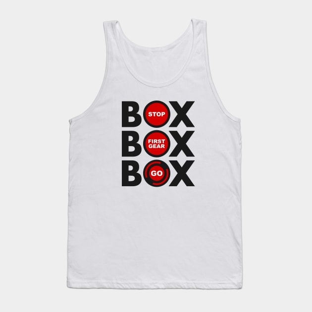 "Box Box Box" F1 Pitstop Lollipop Design Tank Top by DavidSpeedDesign